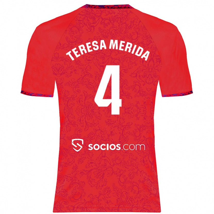 Danxen Women Teresa Merida #4 Red Away Jersey 2024/25 T-Shirt