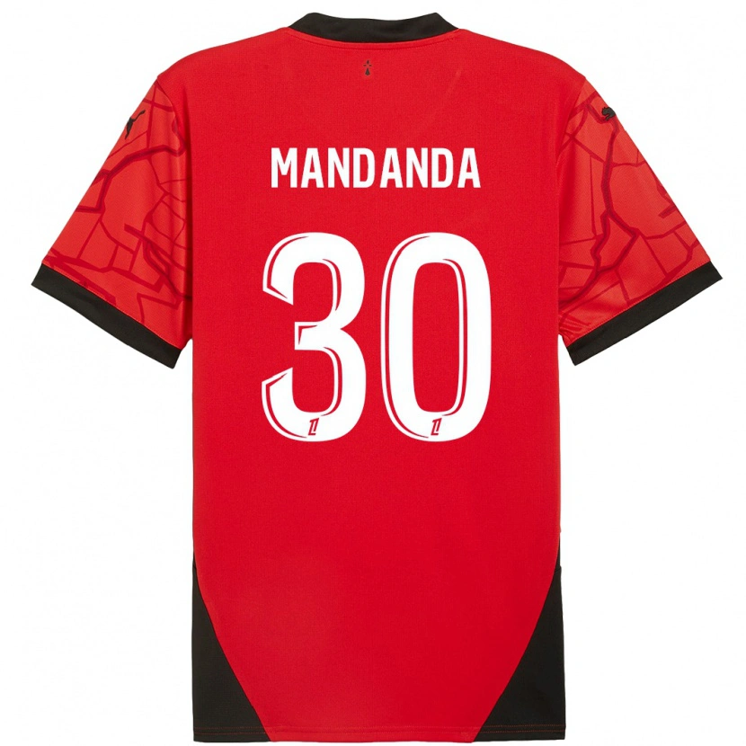 Danxen Kid Steve Mandanda #30 Red Black Home Jersey 2024/25 T-Shirt