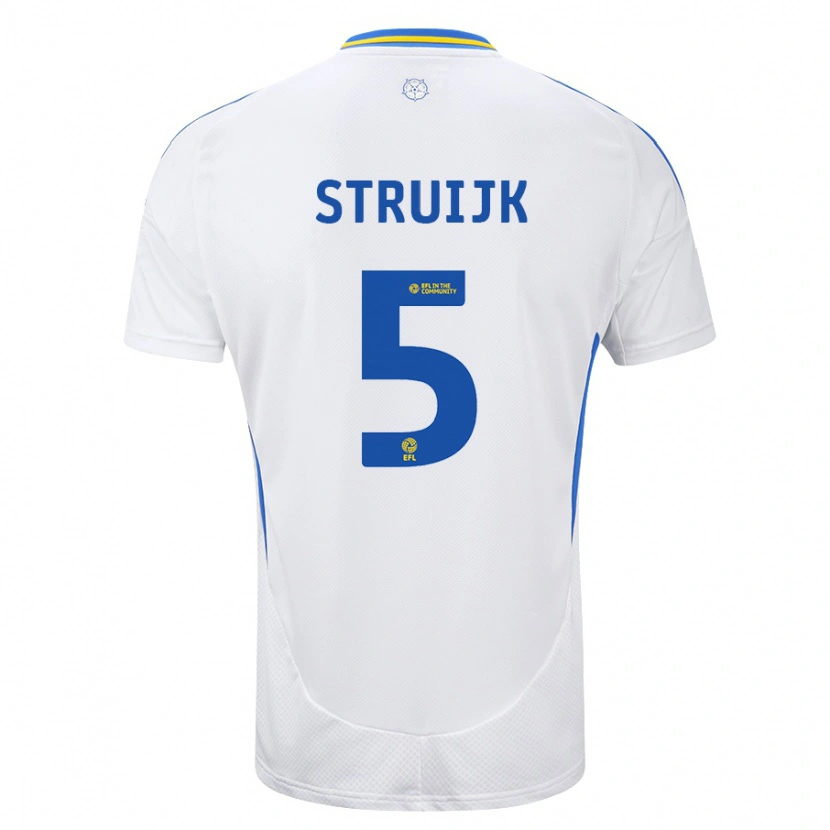 Danxen Kid Pascal Struijk #5 White Blue Home Jersey 2024/25 T-Shirt