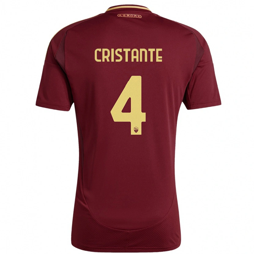 Danxen Kid Bryan Cristante #4 Red Brown Gold Home Jersey 2024/25 T-Shirt