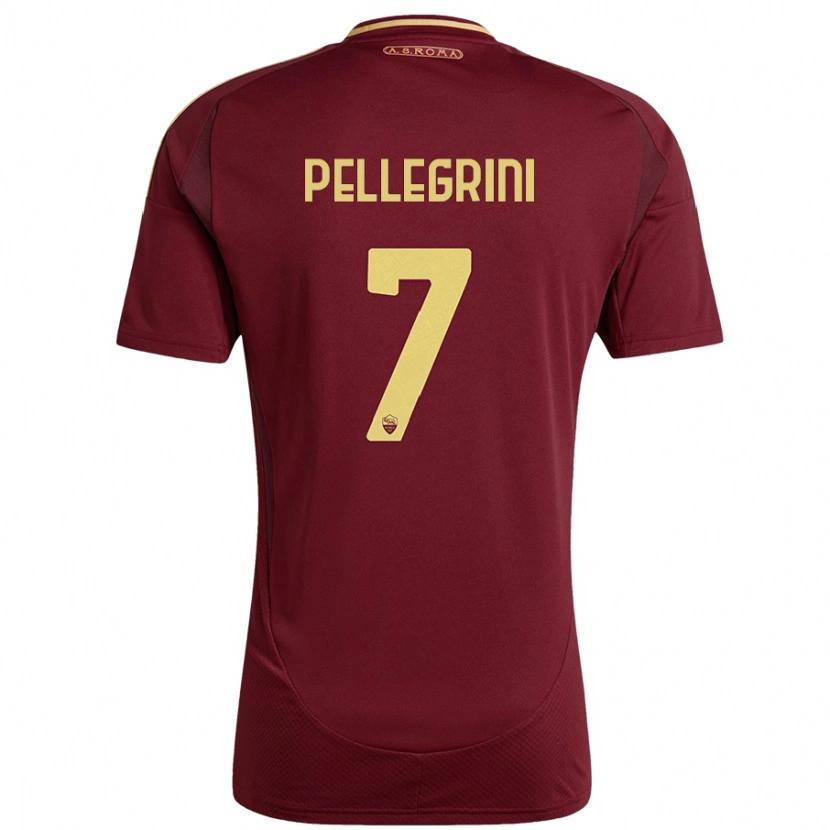 Danxen Kid Lorenzo Pellegrini #7 Red Brown Gold Home Jersey 2024/25 T-Shirt