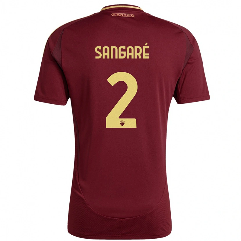 Danxen Kid Buba Sangaré #2 Red Brown Gold Home Jersey 2024/25 T-Shirt