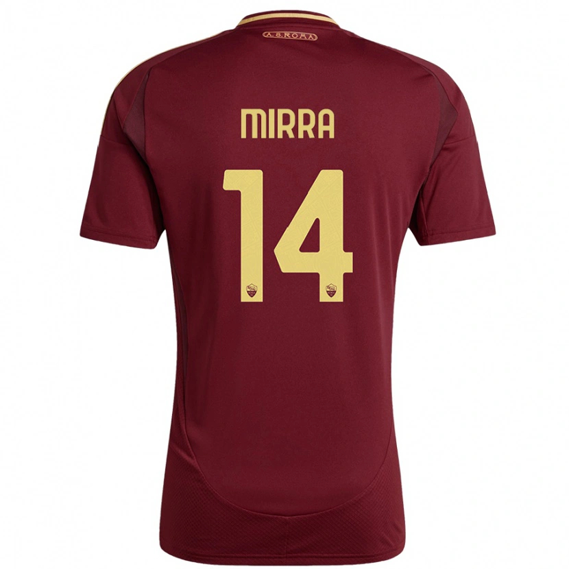 Danxen Kid Jacopo Mirra #14 Red Brown Gold Home Jersey 2024/25 T-Shirt