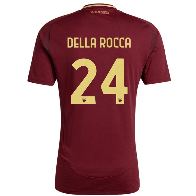 Danxen Kid Mattia Della Rocca #24 Red Brown Gold Home Jersey 2024/25 T-Shirt