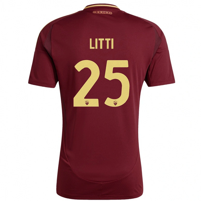 Danxen Kid Marco Litti #25 Red Brown Gold Home Jersey 2024/25 T-Shirt