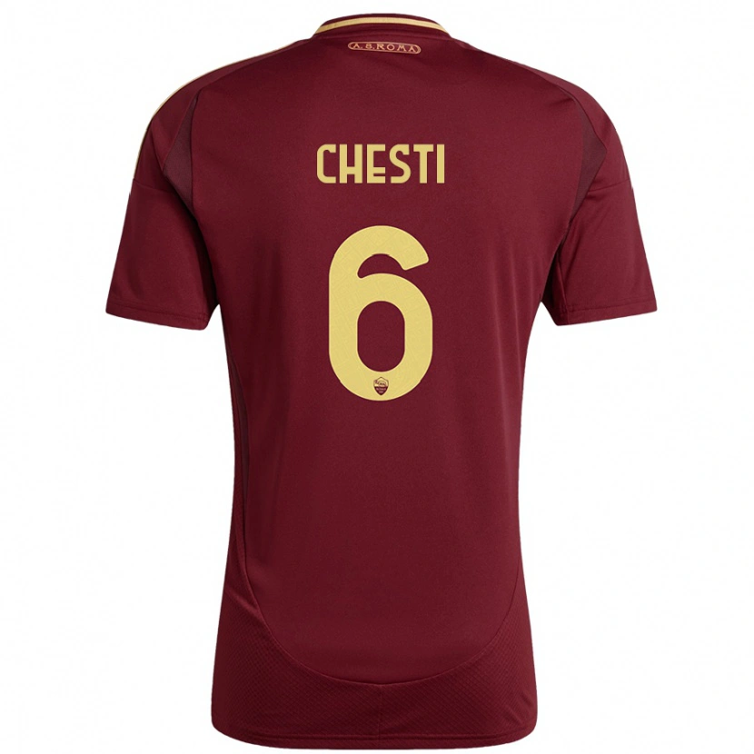 Danxen Kid Francesco Chesti #6 Red Brown Gold Home Jersey 2024/25 T-Shirt