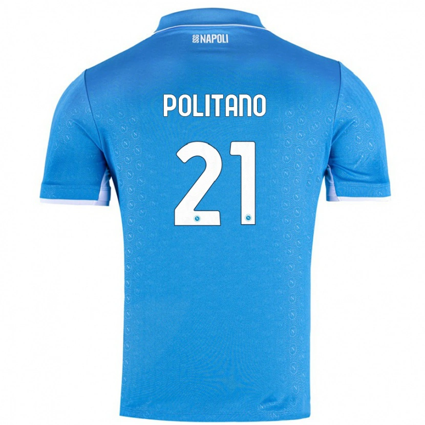 Danxen Kid Matteo Politano #21 Sky Blue Home Jersey 2024/25 T-Shirt