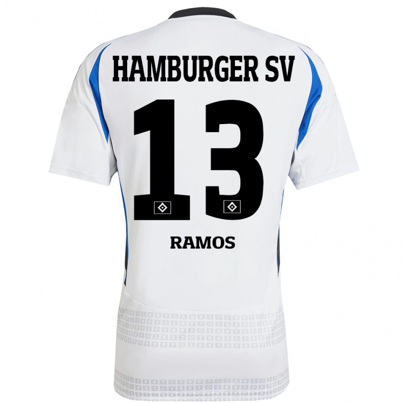 Danxen Kid Guilherme Ramos #13 White Blue Home Jersey 2024/25 T-Shirt