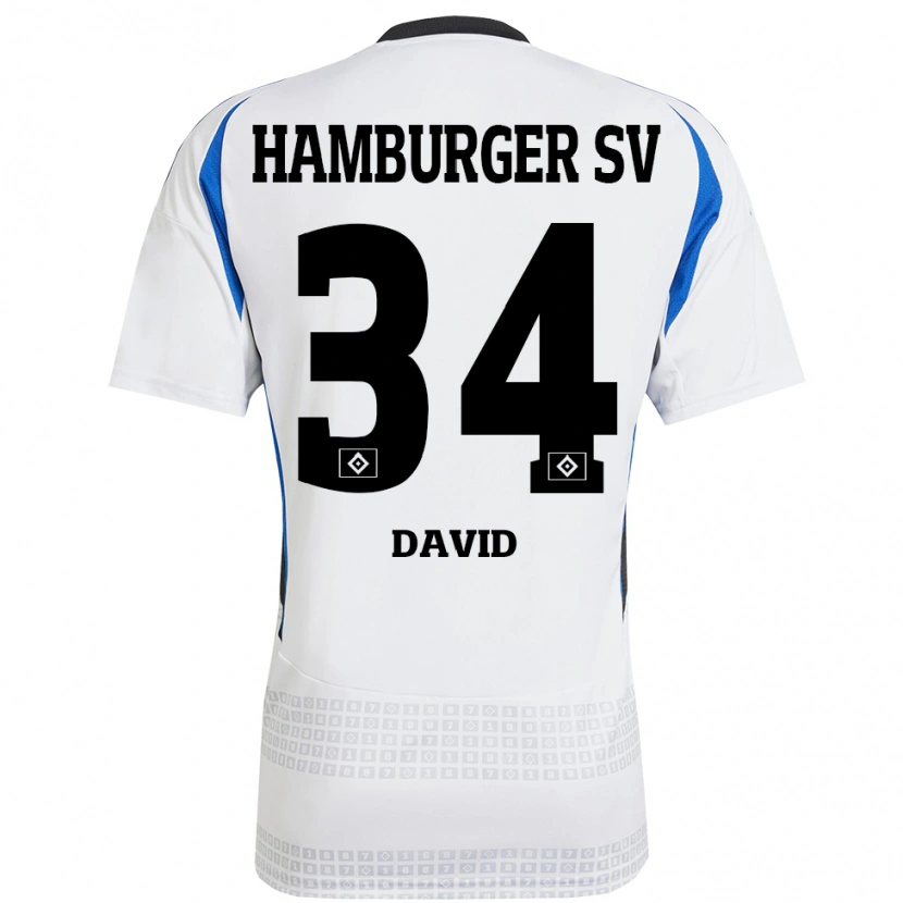 Danxen Kid Jonas David #34 White Blue Home Jersey 2024/25 T-Shirt