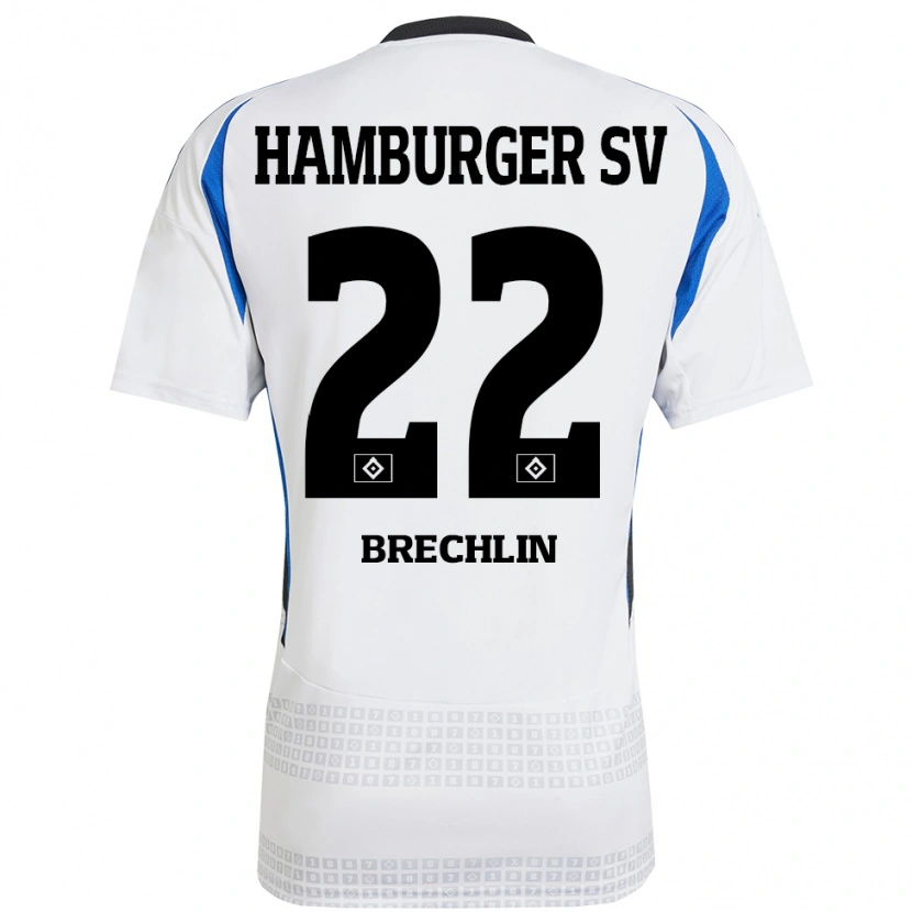 Danxen Kid Bjarne Brechlin #22 White Blue Home Jersey 2024/25 T-Shirt