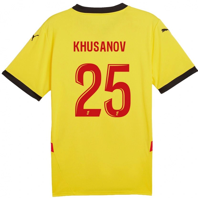 Danxen Kid Abdukodir Khusanov #25 Yellow Red Home Jersey 2024/25 T-Shirt