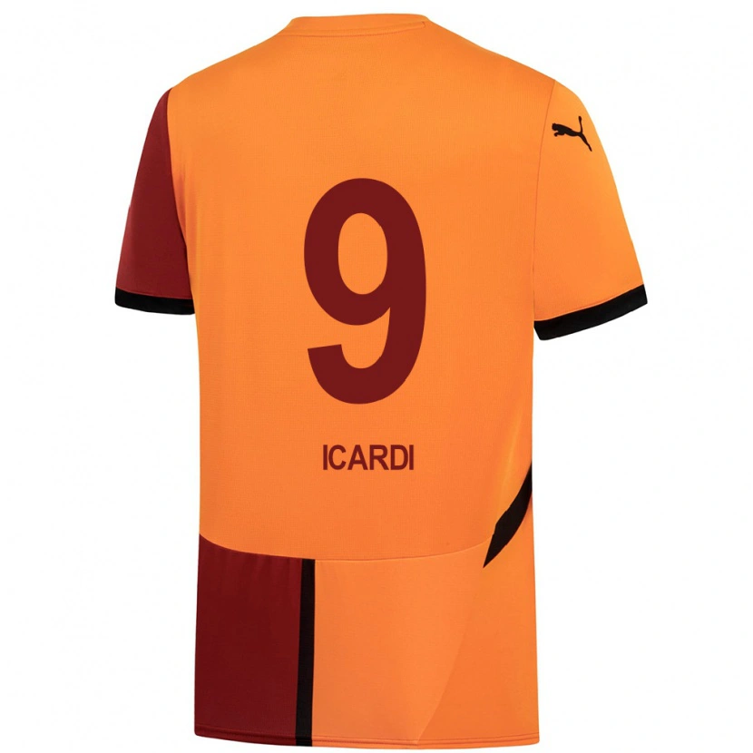 Danxen Kid Mauro Icardi #9 Yellow Red Home Jersey 2024/25 T-Shirt