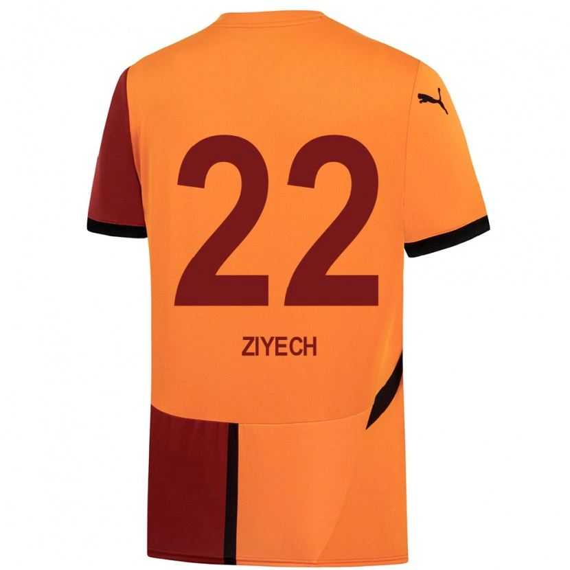 Danxen Kid Hakim Ziyech #22 Yellow Red Home Jersey 2024/25 T-Shirt