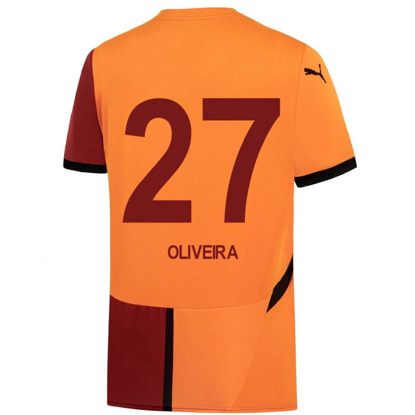 Danxen Kid Sérgio Oliveira #27 Yellow Red Home Jersey 2024/25 T-Shirt