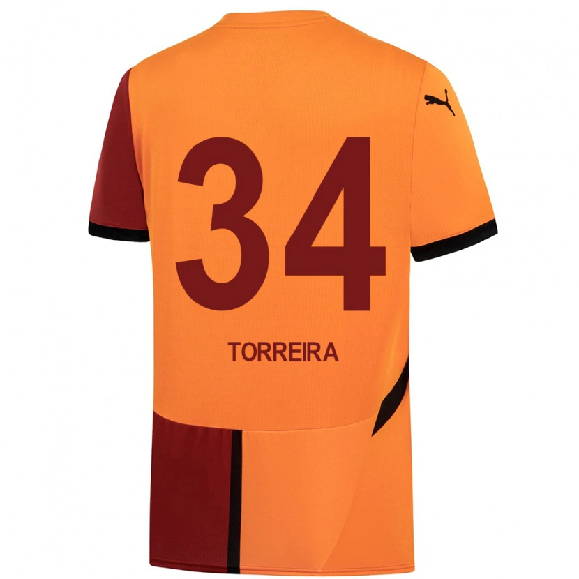 Danxen Kid Lucas Torreira #34 Yellow Red Home Jersey 2024/25 T-Shirt