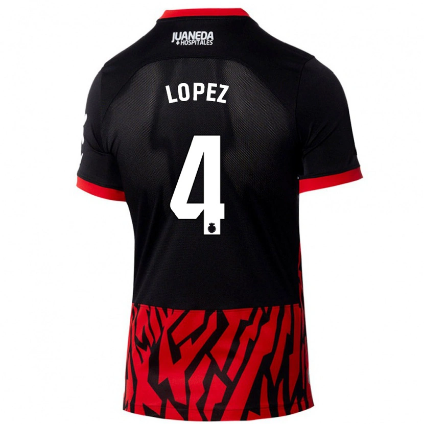 Danxen Kid David López #4 Black Red Home Jersey 2024/25 T-Shirt