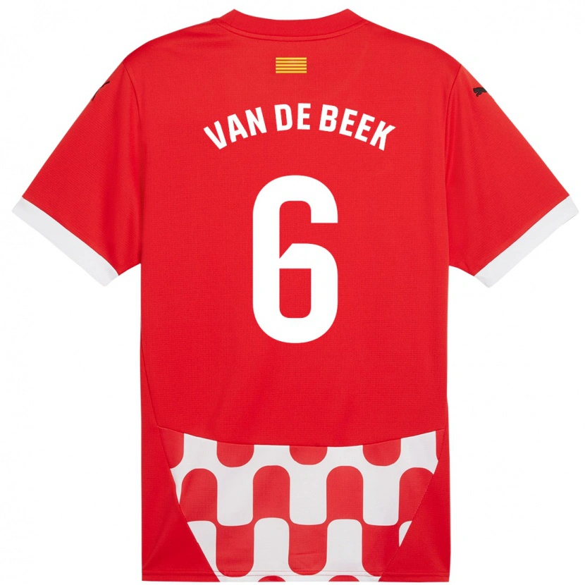 Danxen Kid Donny Van De Beek #6 Red White Home Jersey 2024/25 T-Shirt