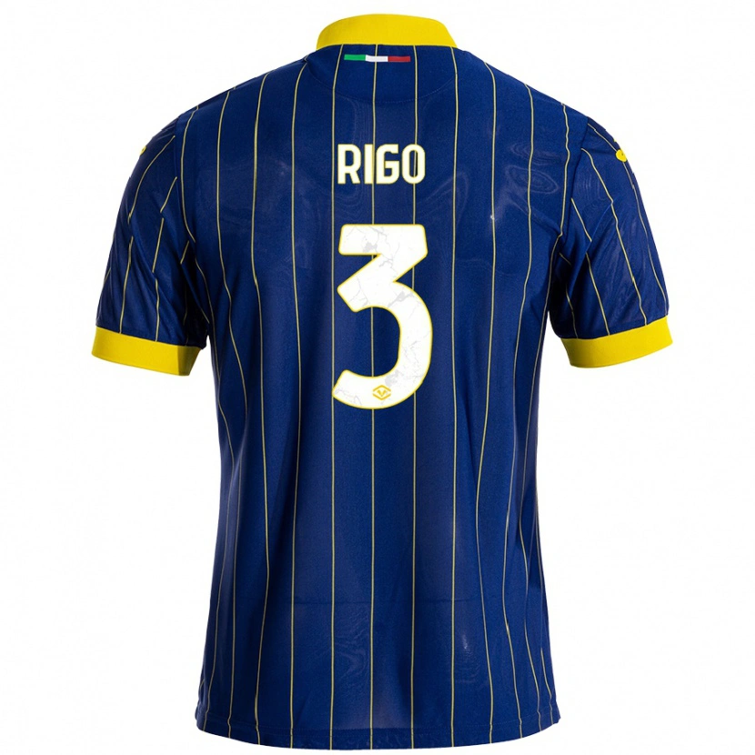 Danxen Kid Mattia Rigo #3 Blue Yellow Home Jersey 2024/25 T-Shirt