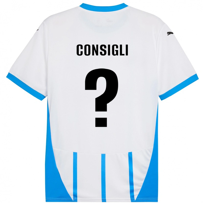 Danxen Kid Andrea Consigli #0 White Blue Away Jersey 2024/25 T-Shirt