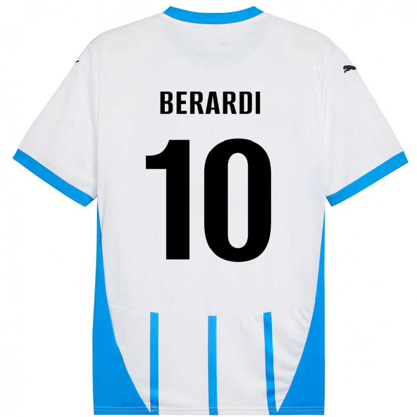 Danxen Kid Domenico Berardi #10 White Blue Away Jersey 2024/25 T-Shirt