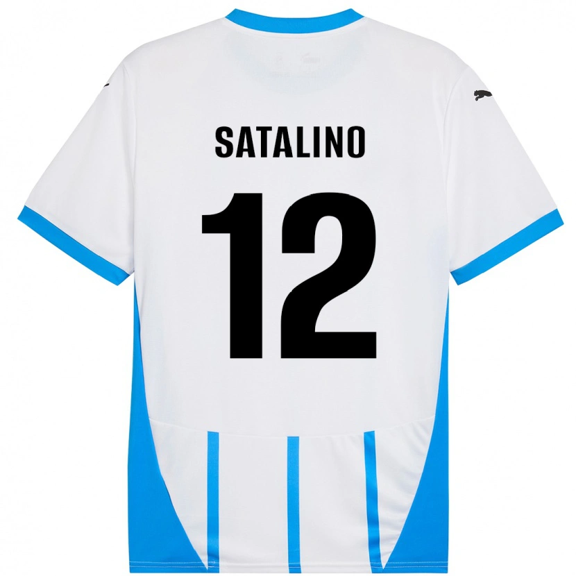 Danxen Kid Giacomo Satalino #12 White Blue Away Jersey 2024/25 T-Shirt