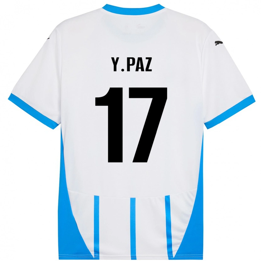 Danxen Kid Yeferson Paz #17 White Blue Away Jersey 2024/25 T-Shirt