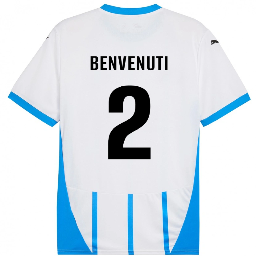 Danxen Kid Giacomo Benvenuti #2 White Blue Away Jersey 2024/25 T-Shirt