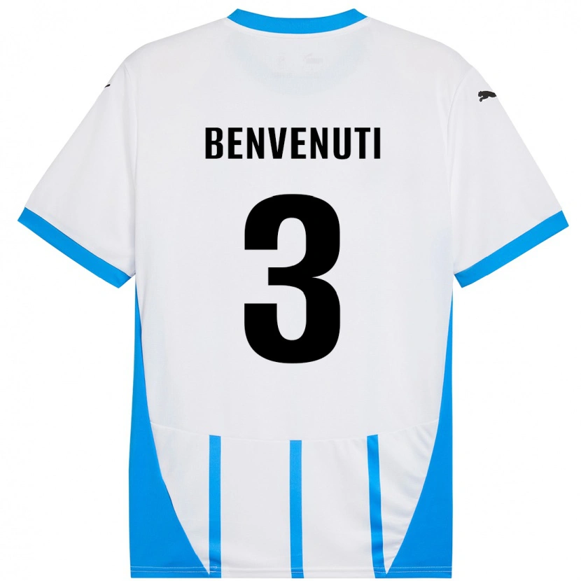 Danxen Kid Tommaso Benvenuti #3 White Blue Away Jersey 2024/25 T-Shirt