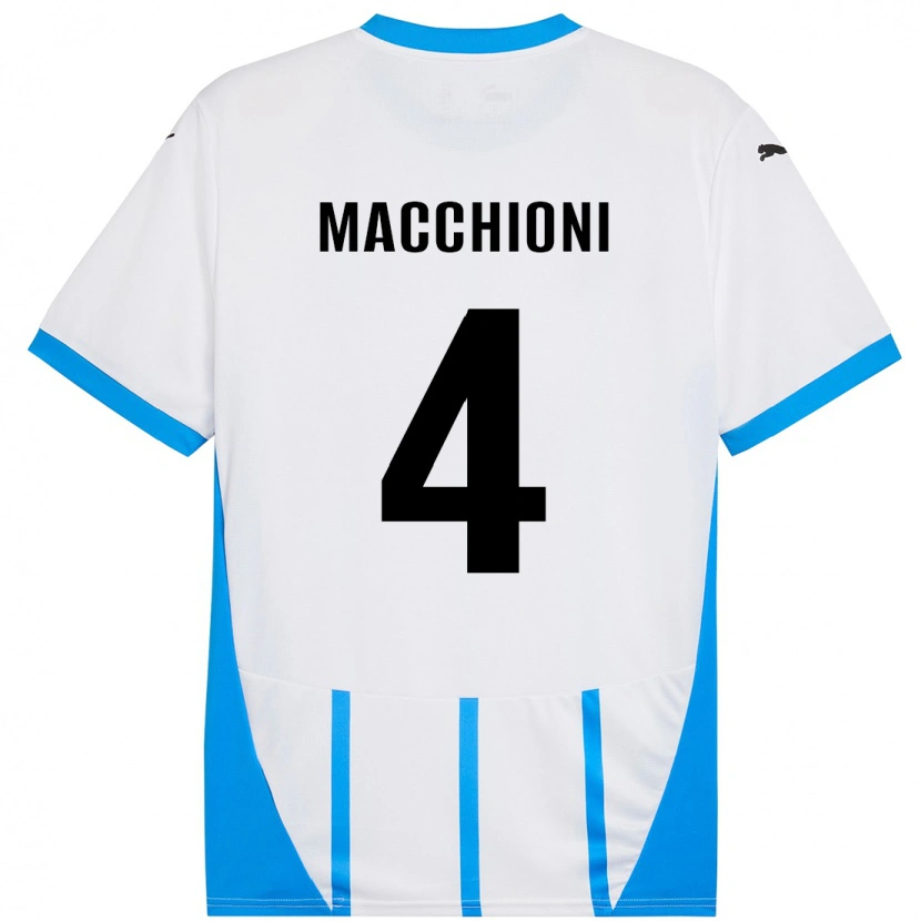 Danxen Kid Tommaso Macchioni #4 White Blue Away Jersey 2024/25 T-Shirt