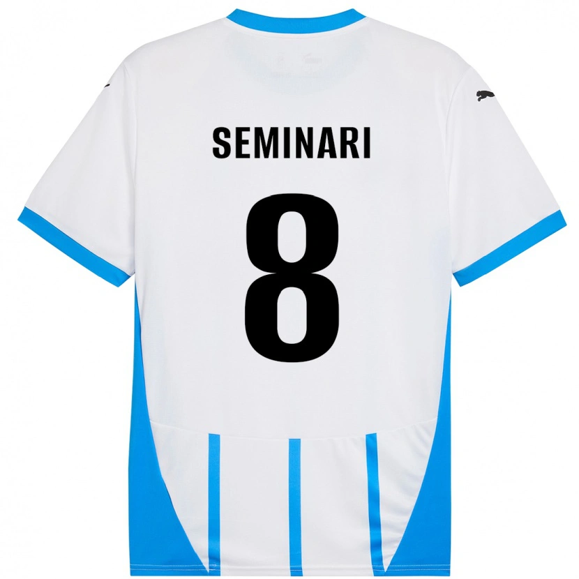 Danxen Kid Giacomo Seminari #8 White Blue Away Jersey 2024/25 T-Shirt