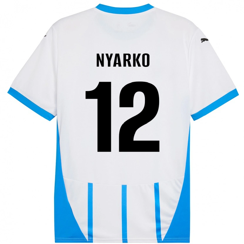 Danxen Kid Lorenzo Nyarko #12 White Blue Away Jersey 2024/25 T-Shirt