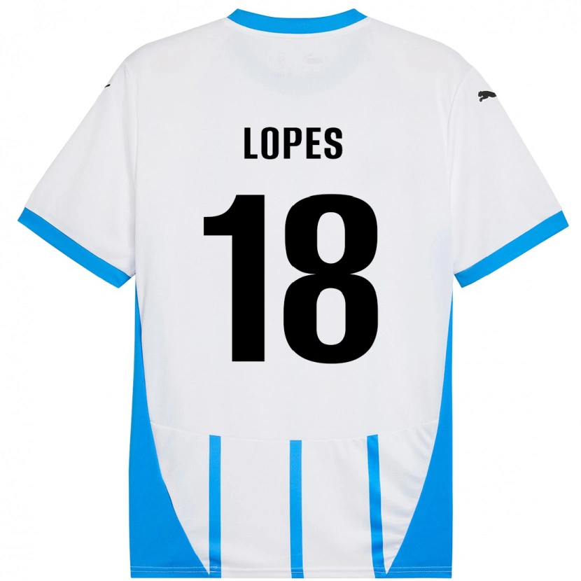 Danxen Kid Emerick Lopes #18 White Blue Away Jersey 2024/25 T-Shirt