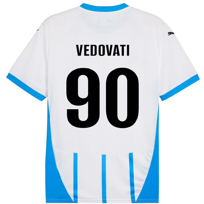 Danxen Kid Gabriele Vedovati #90 White Blue Away Jersey 2024/25 T-Shirt