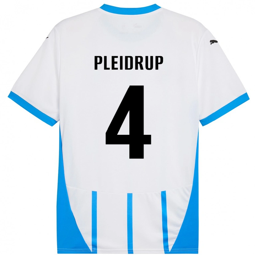 Danxen Kid Caroline Pleidrup #4 White Blue Away Jersey 2024/25 T-Shirt