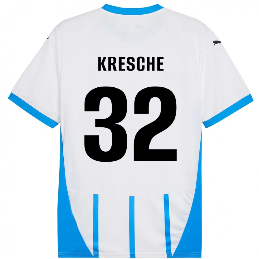 Danxen Kid Isabella Kresche #32 White Blue Away Jersey 2024/25 T-Shirt