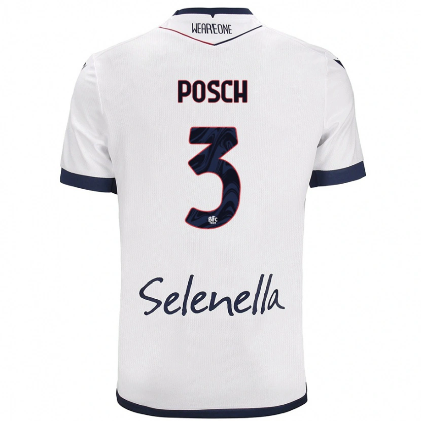 Danxen Kid Stefan Posch #3 White Royal Blue Away Jersey 2024/25 T-Shirt