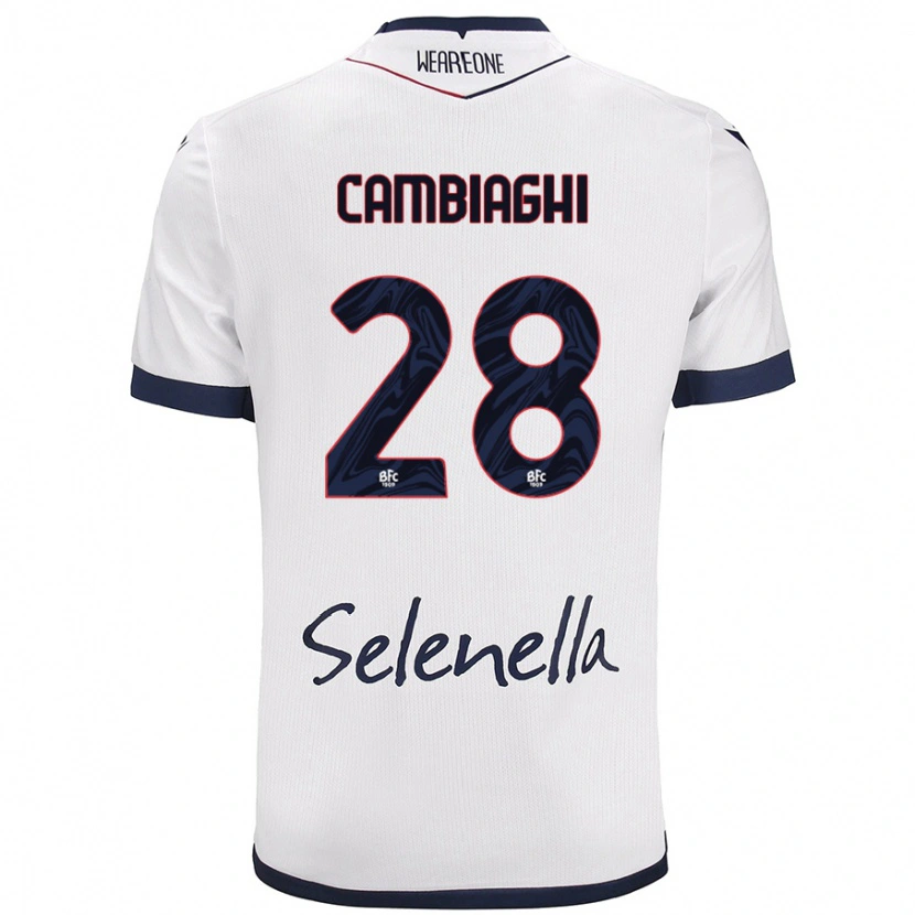 Danxen Kid Nicolò Cambiaghi #28 White Royal Blue Away Jersey 2024/25 T-Shirt