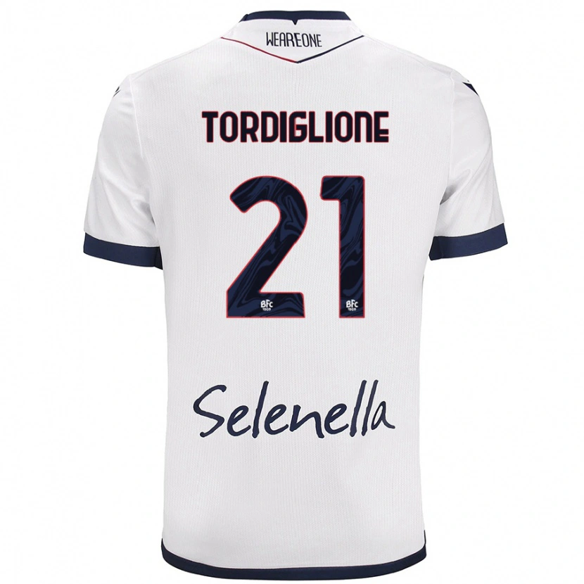 Danxen Kid Nicolò Tordiglione #21 White Royal Blue Away Jersey 2024/25 T-Shirt