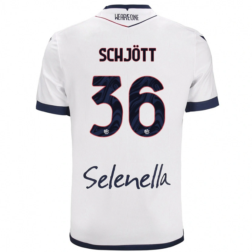 Danxen Kid Gustav Schjött #36 White Royal Blue Away Jersey 2024/25 T-Shirt