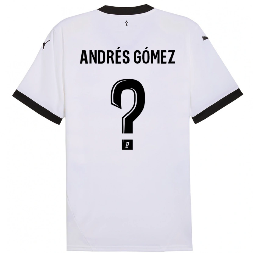 Danxen Kid Carlos Andrés Gómez #0 White Black Away Jersey 2024/25 T-Shirt