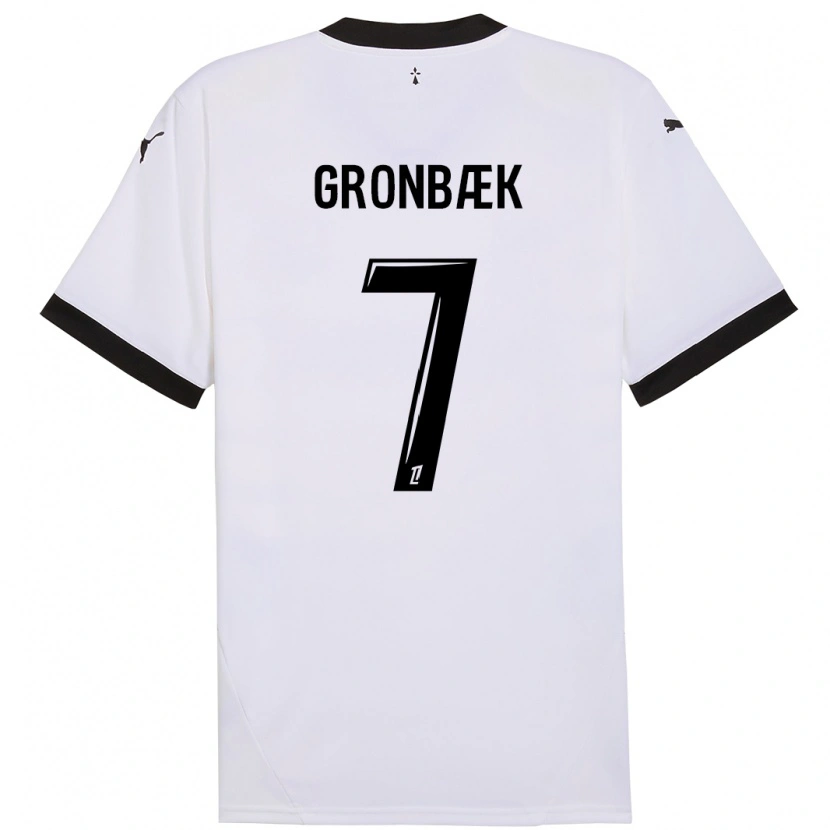 Danxen Kid Albert Grønbaek #7 White Black Away Jersey 2024/25 T-Shirt