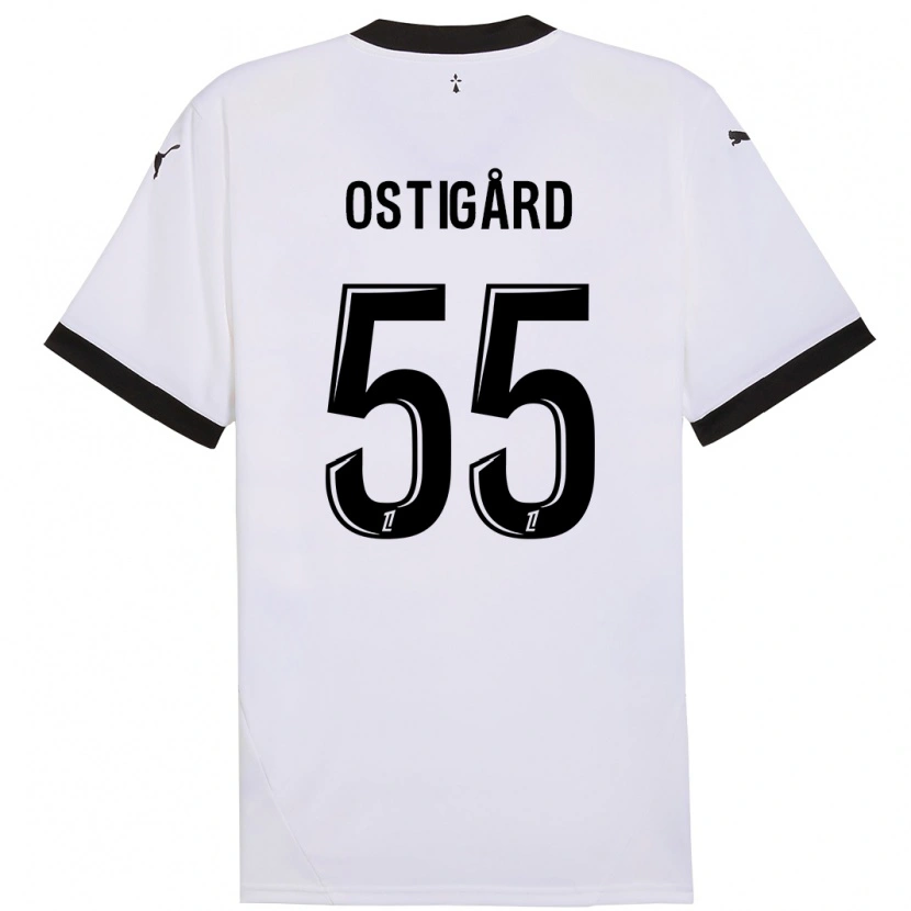 Danxen Kid Leo Østigård #55 White Black Away Jersey 2024/25 T-Shirt