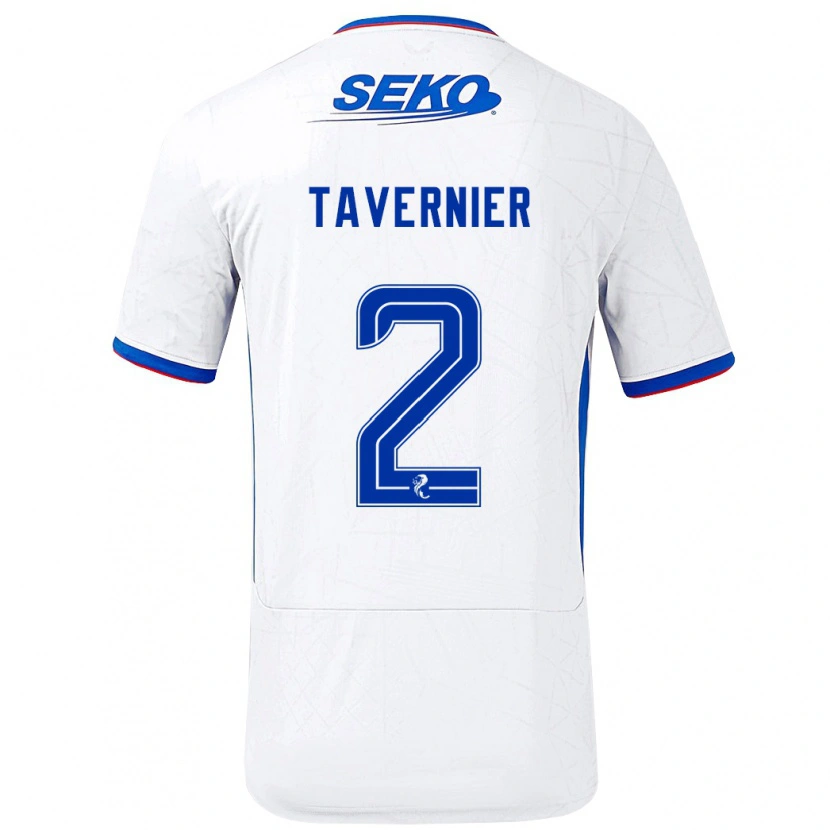 Danxen Kid James Tavernier #2 White Blue Away Jersey 2024/25 T-Shirt