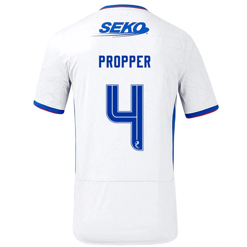 Danxen Kid Robin Pröpper #4 White Blue Away Jersey 2024/25 T-Shirt