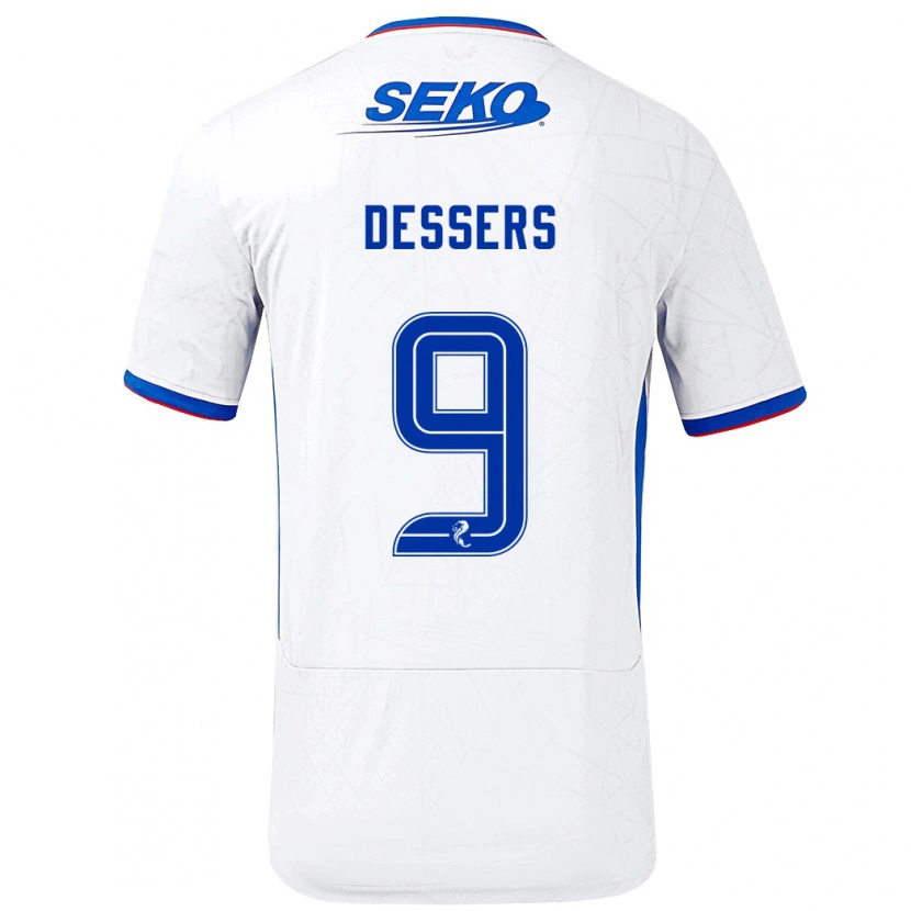 Danxen Kid Cyriel Dessers #9 White Blue Away Jersey 2024/25 T-Shirt