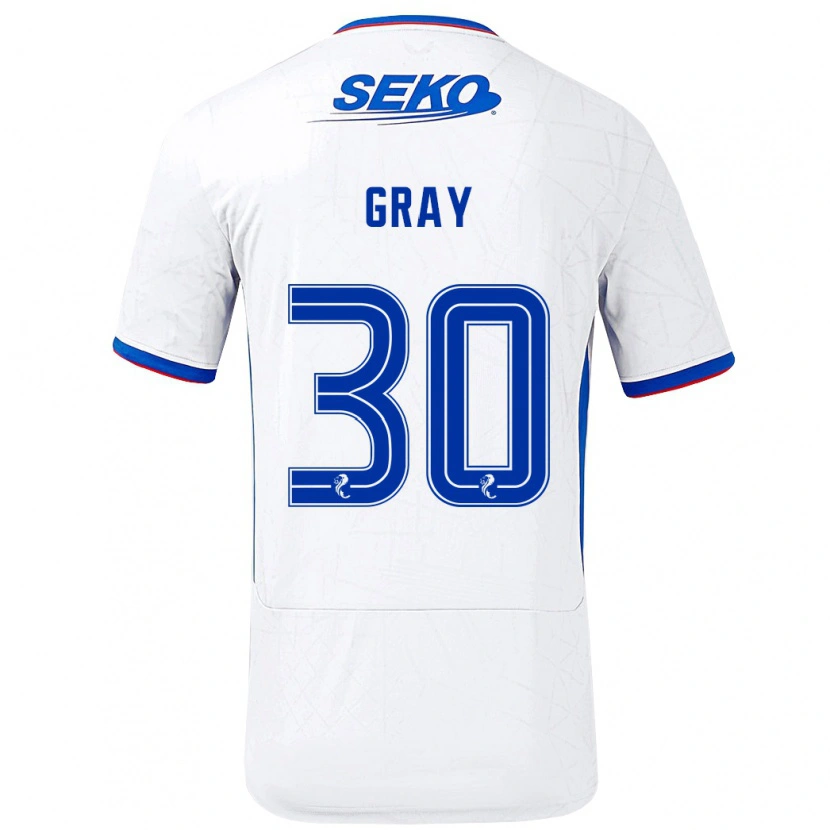 Danxen Kid Georgia Gray #30 White Blue Away Jersey 2024/25 T-Shirt