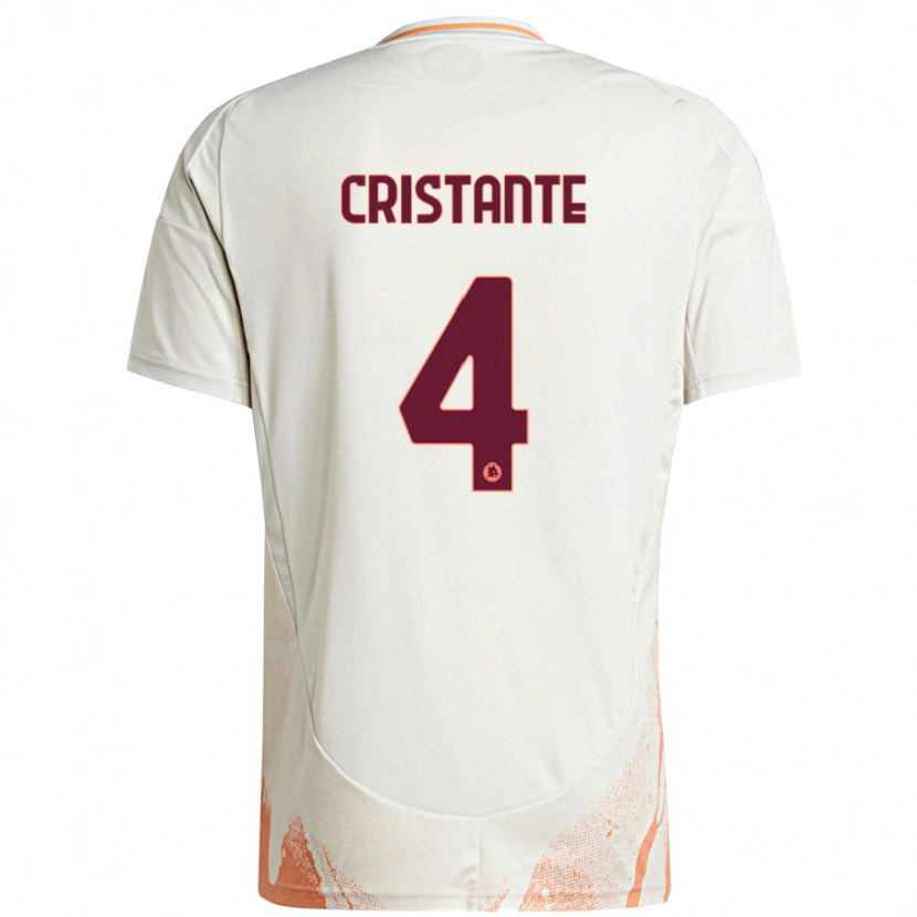 Danxen Kid Bryan Cristante #4 Cream White Orange Away Jersey 2024/25 T-Shirt