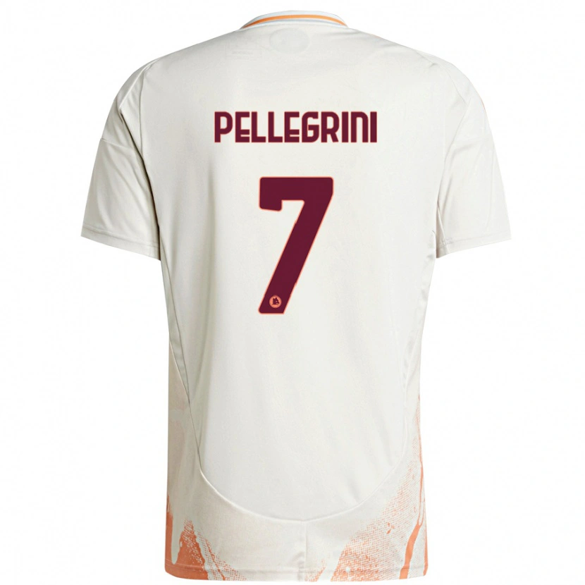 Danxen Kid Lorenzo Pellegrini #7 Cream White Orange Away Jersey 2024/25 T-Shirt