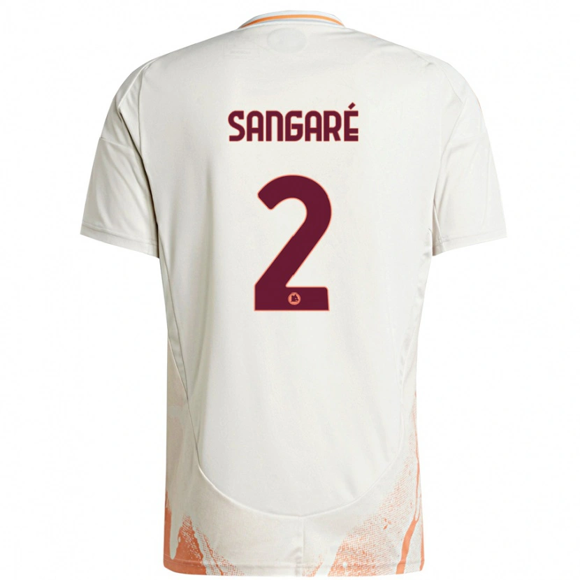 Danxen Kid Buba Sangaré #2 Cream White Orange Away Jersey 2024/25 T-Shirt