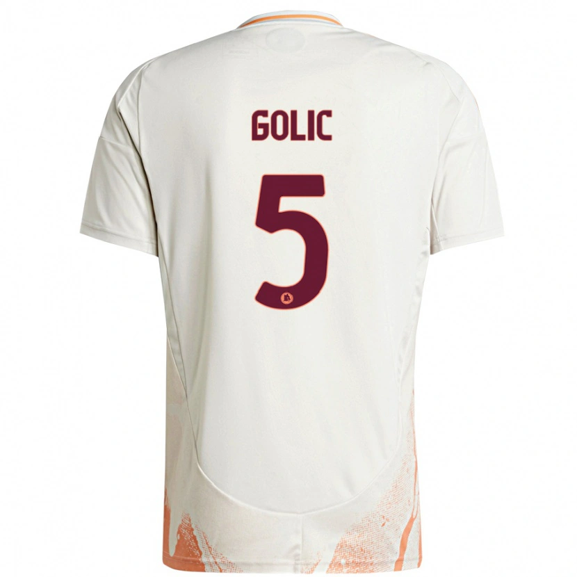 Danxen Kid Lovro Golic #5 Cream White Orange Away Jersey 2024/25 T-Shirt